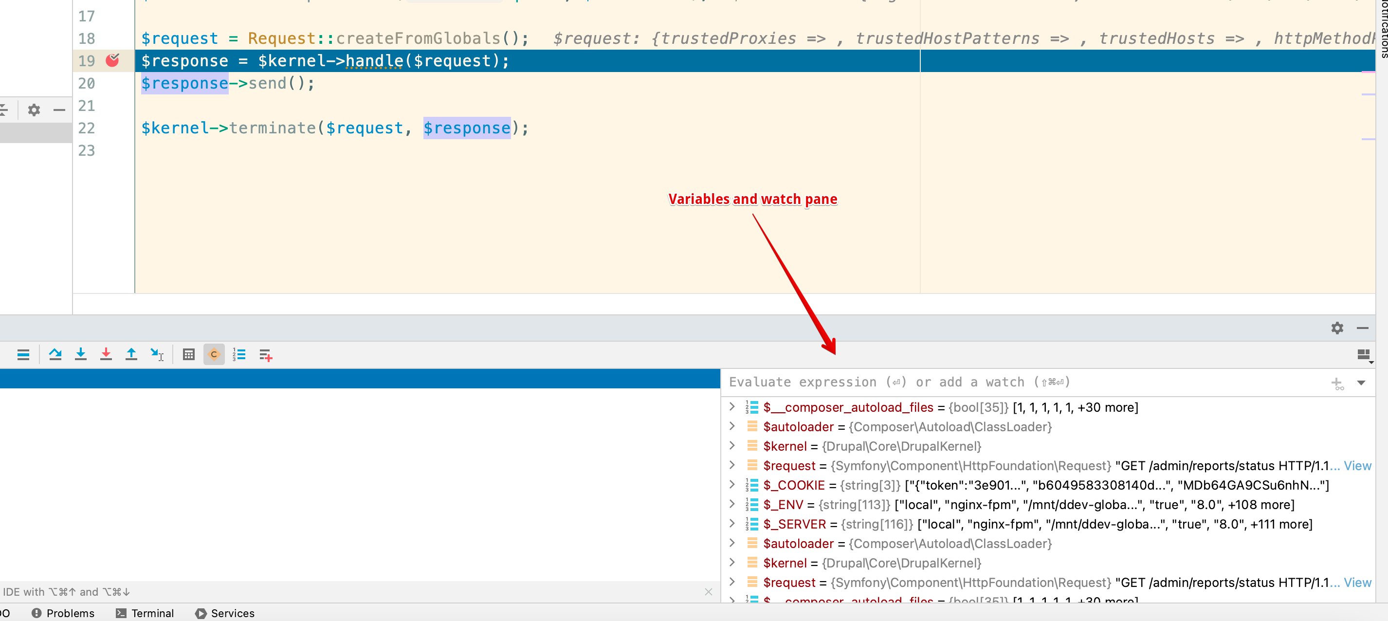 PhpStorm debug variables and watch pane