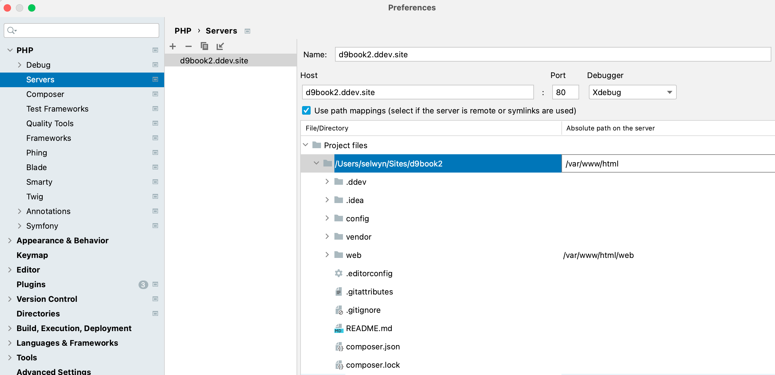 PhpStorm debug servers options